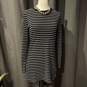 Topshop Black & White Striped T-Shirt Mini Dress
